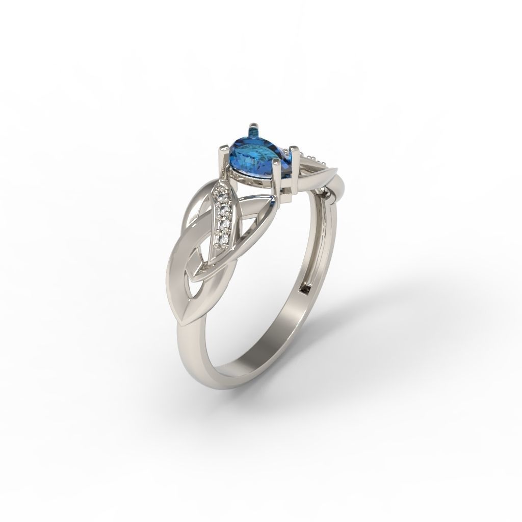 Design Women ring with gems and diamonds 3dm stl 3D print model 3D print model_15