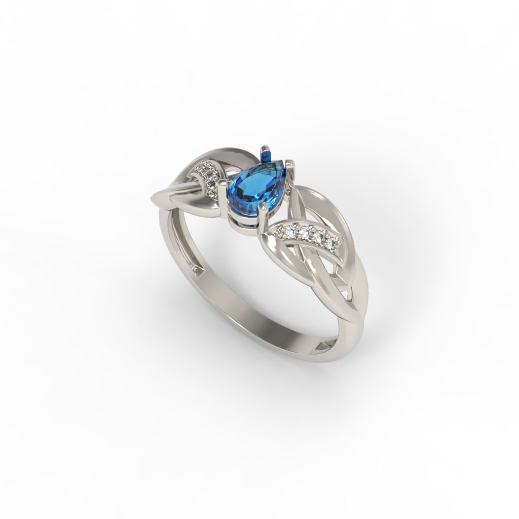Design Women ring with gems and diamonds 3dm stl 3D print model 3D print model_13