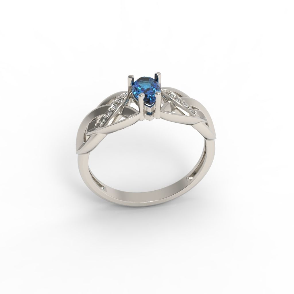 Design Women ring with gems and diamonds 3dm stl 3D print model 3D print model_12