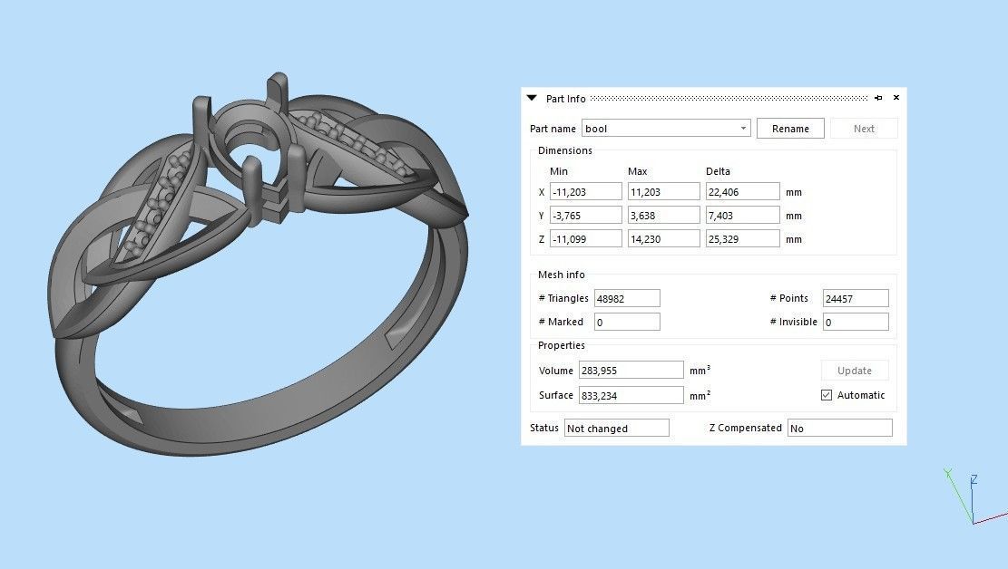 Design Women ring with gems and diamonds 3dm stl 3D print model 3D print model_33