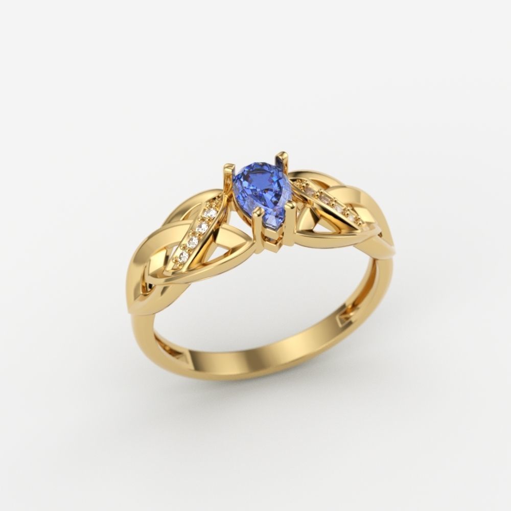 Design Women ring with gems and diamonds 3dm stl 3D print model 3D print model_5