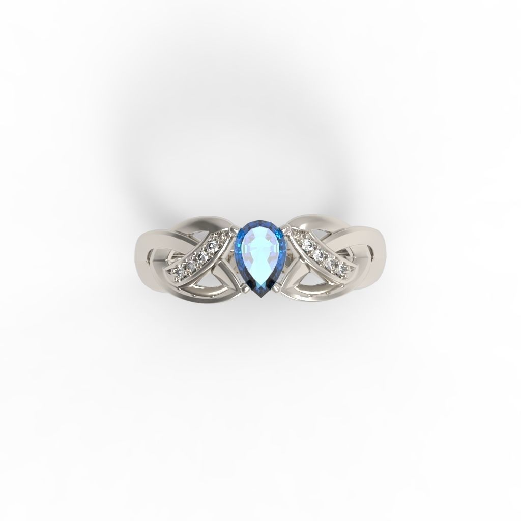 Design Women ring with gems and diamonds 3dm stl 3D print model 3D print model_20