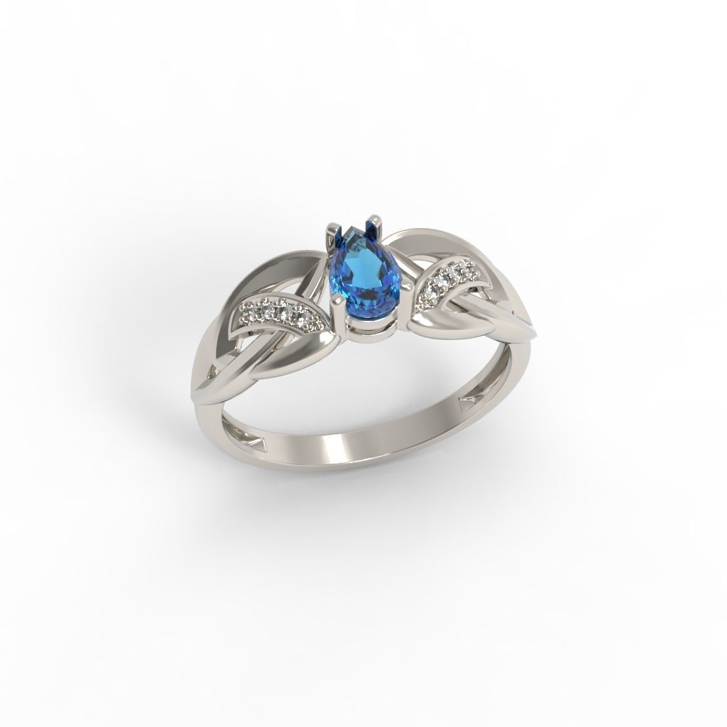 Design Women ring with gems and diamonds 3dm stl 3D print model 3D print model_16