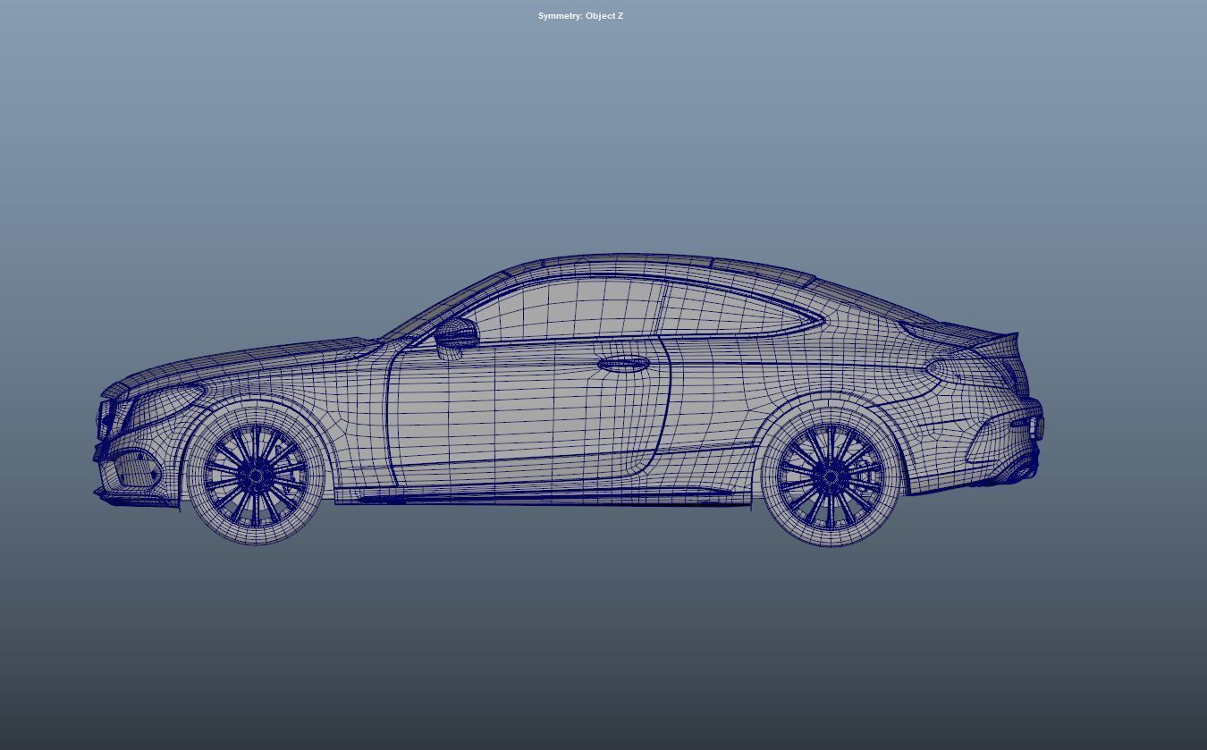 Mercedes Benz C Class Coupe 2019 Low-poly 3D model_9