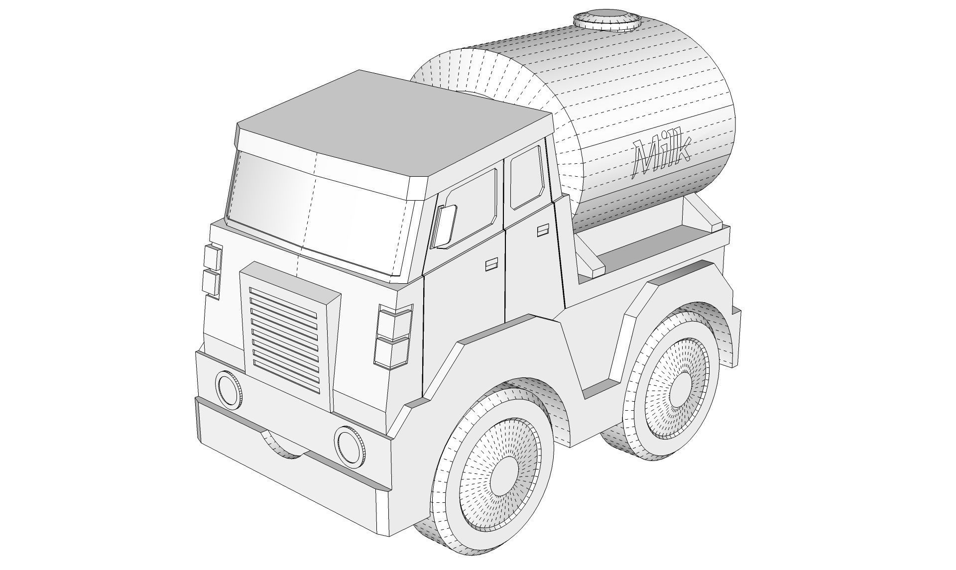 Toy Milk Tanker 3D model_16