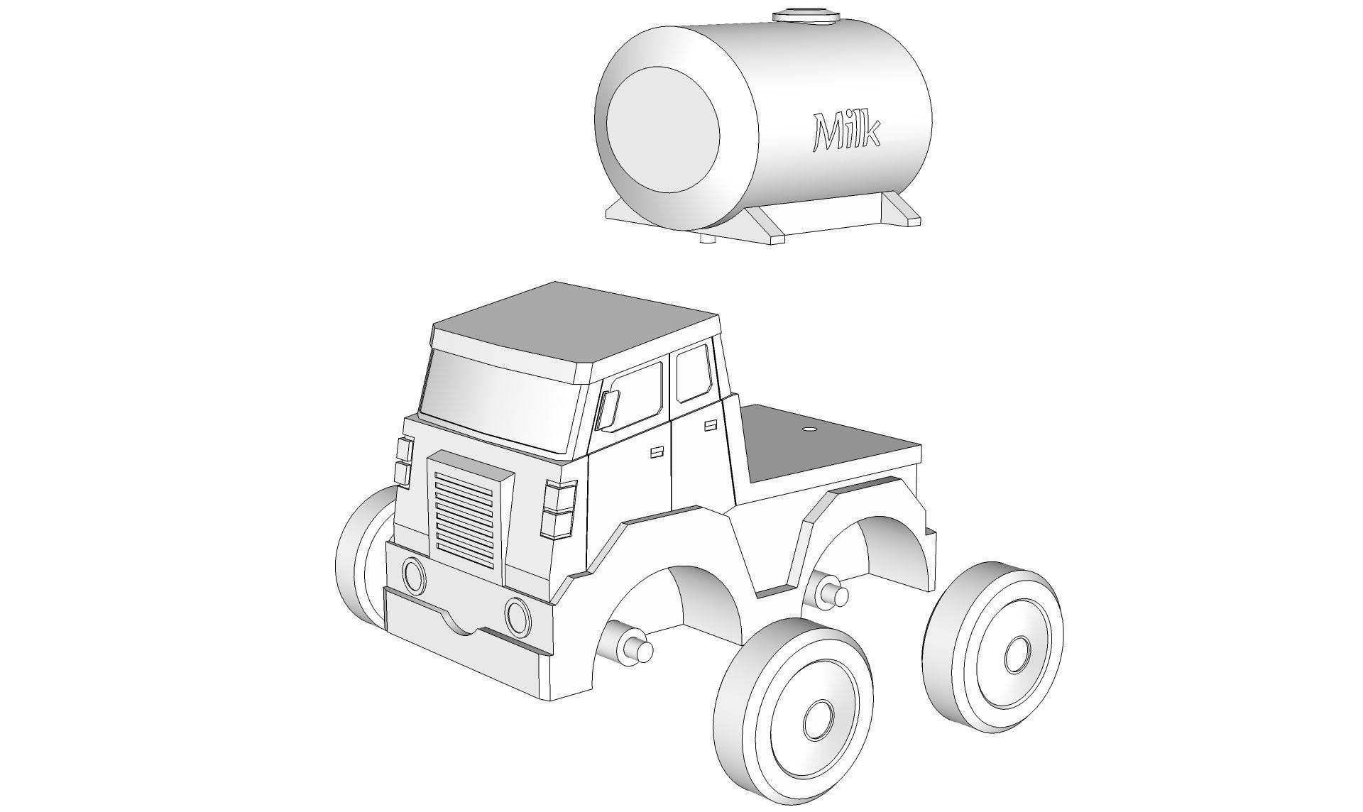 Toy Milk Tanker 3D model_20