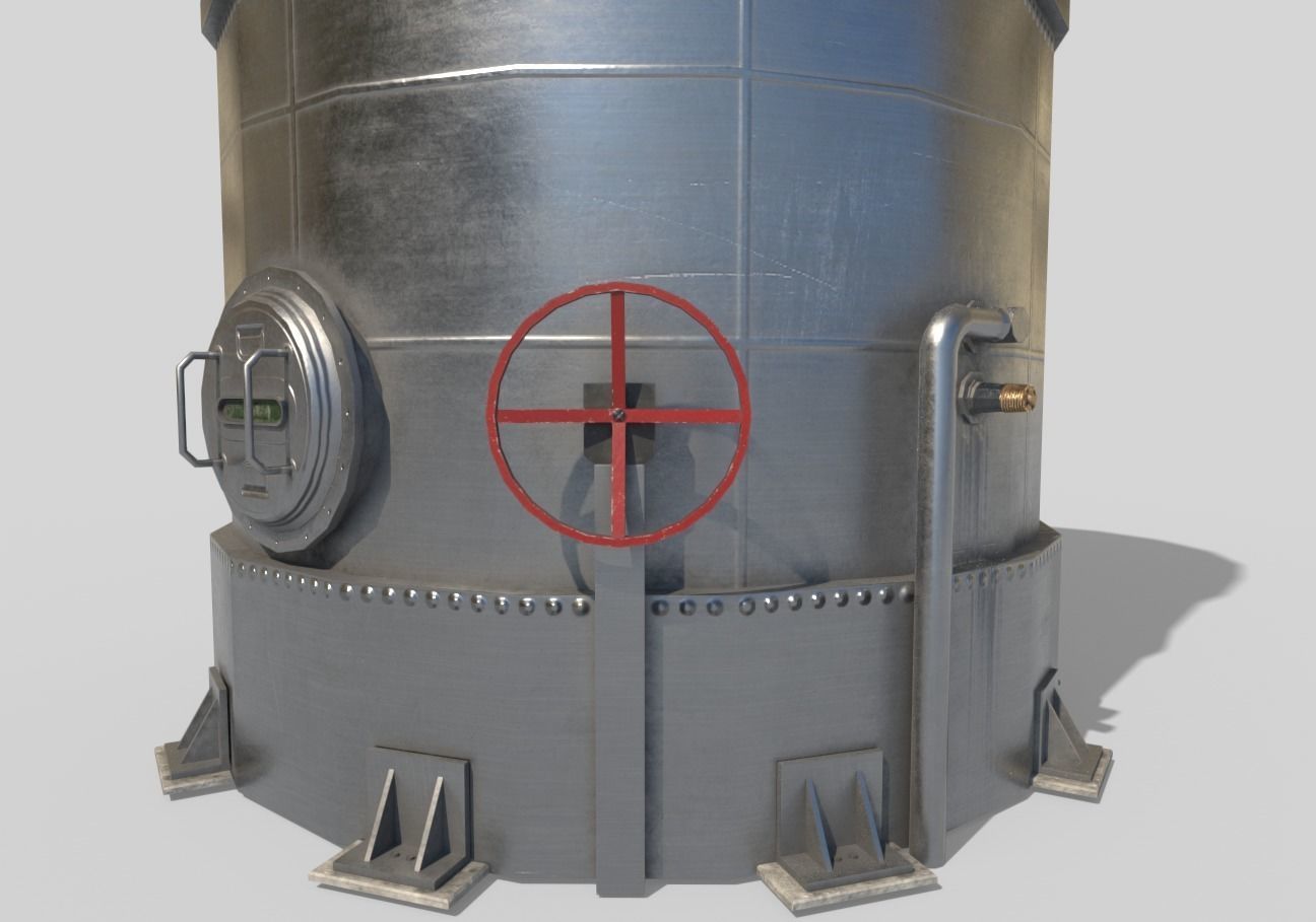 Silo tank Low-poly 3D model_4