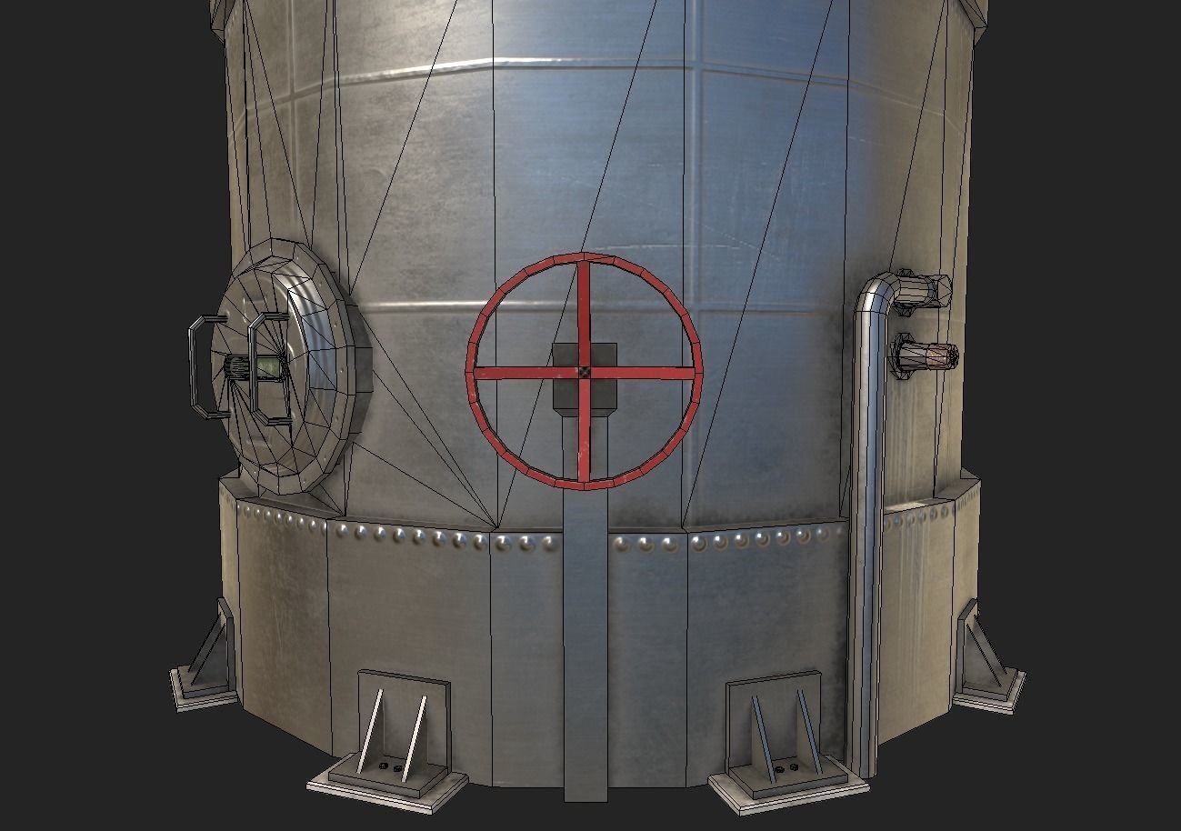 Silo tank Low-poly 3D model_5