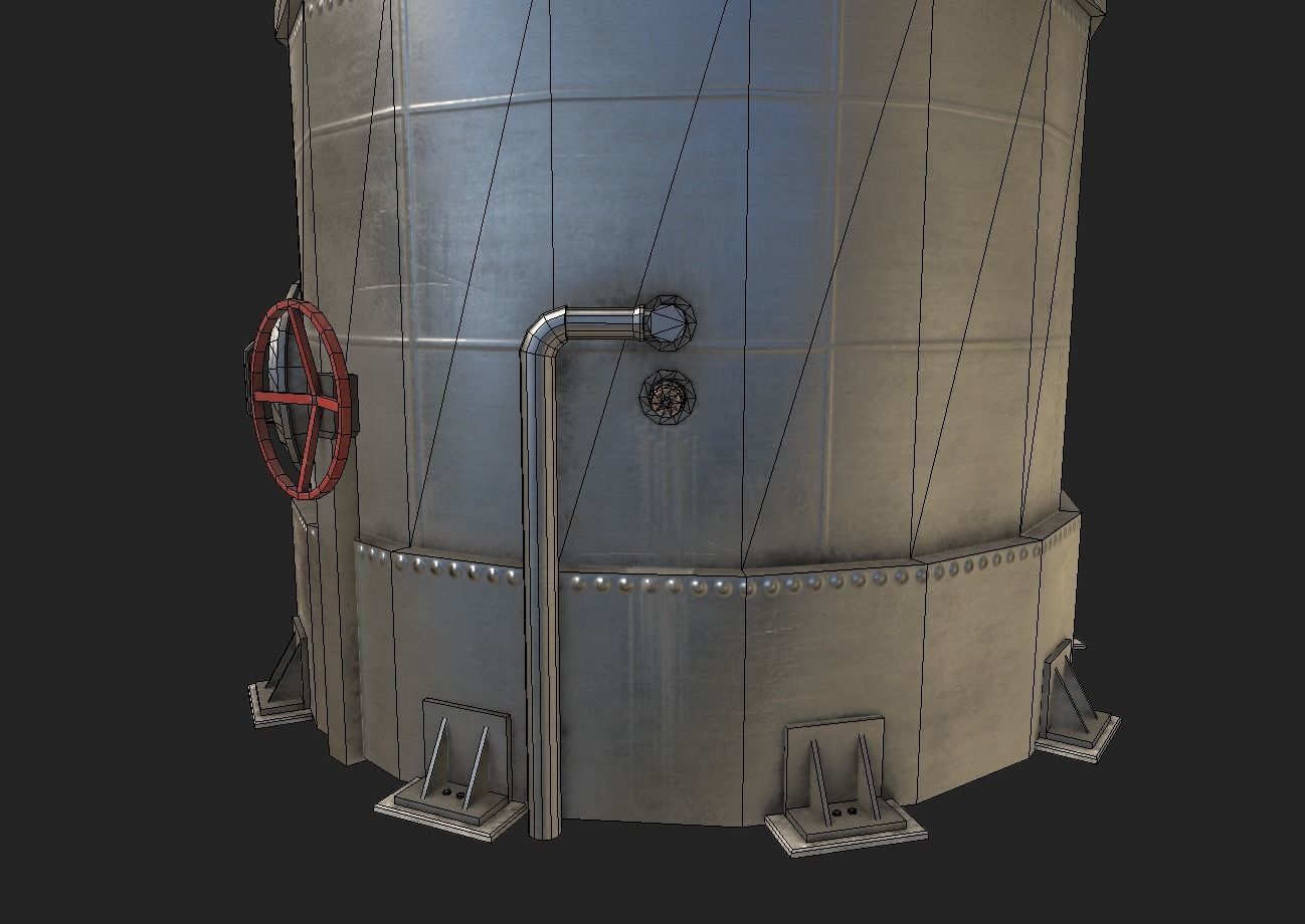 Silo tank Low-poly 3D model_7