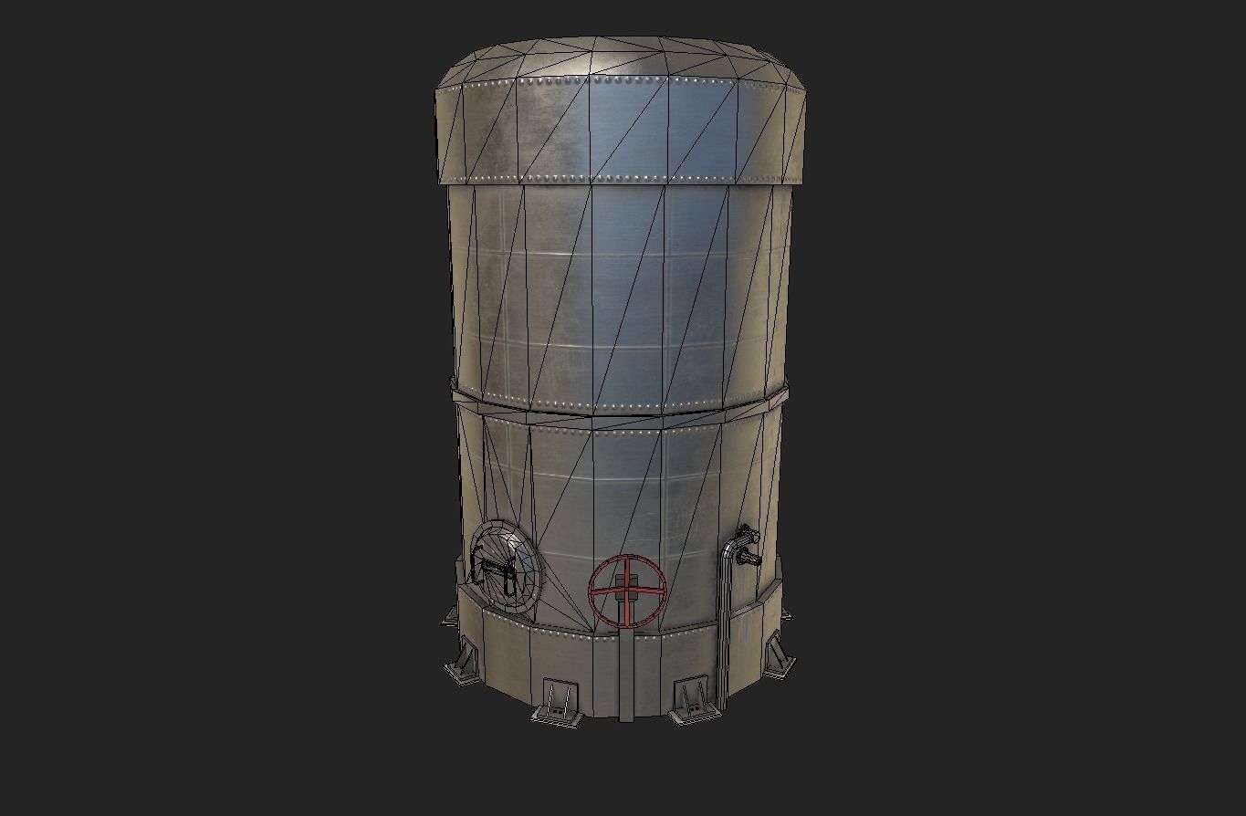 Silo tank Low-poly 3D model_1
