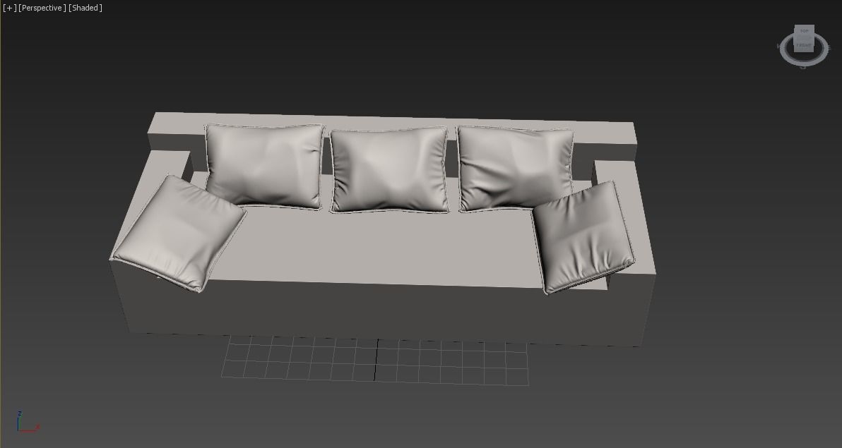 sofa and pillows 3D model_1