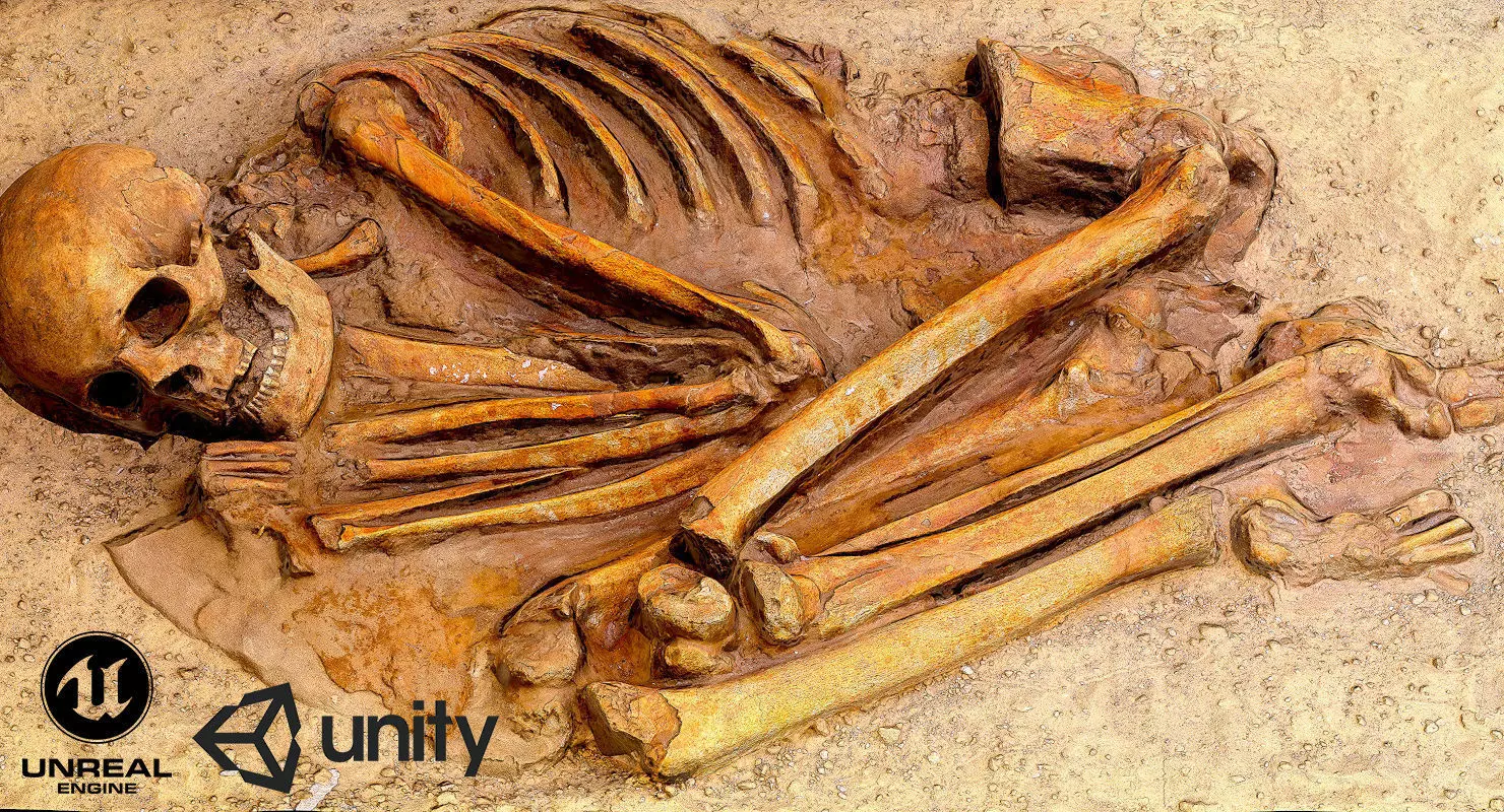 Real humen sceleton Low-poly 3D model_0