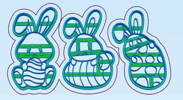 Easter Rabbit Cookie Cutter Set 3D print model_1