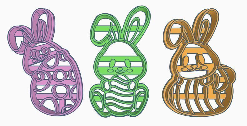 Easter Rabbit Cookie Cutter Set 3D print model_2