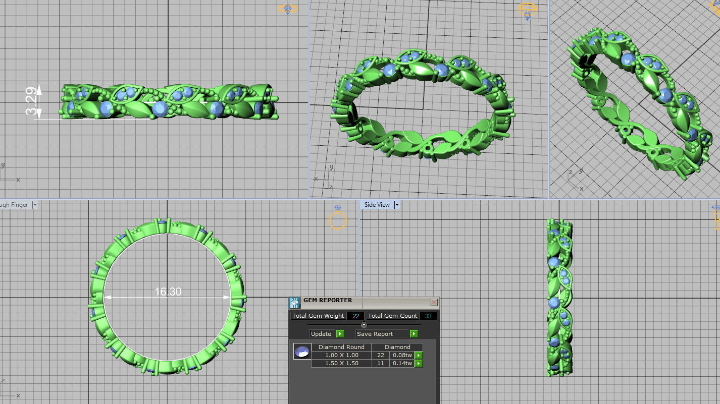 Weaving Leaves Diamonds Eternity Band 3D print model_5
