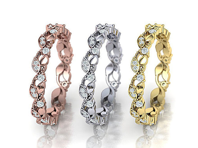 Weaving Leaves Diamonds Eternity Band 3D print model