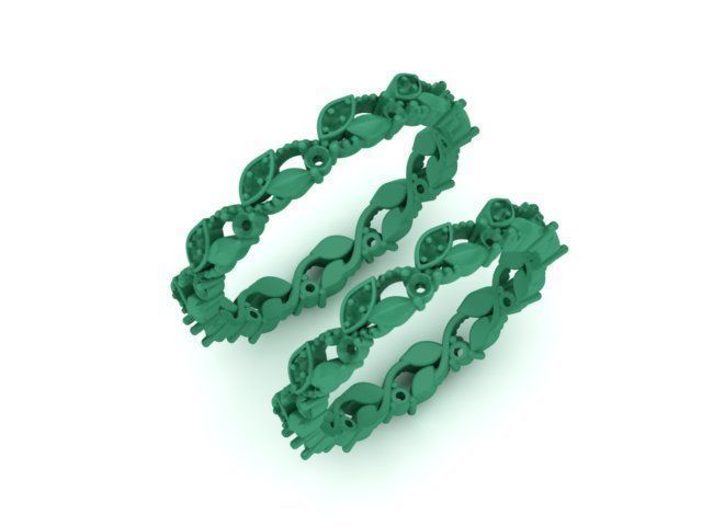Weaving Leaves Diamonds Eternity Band 3D print model_7