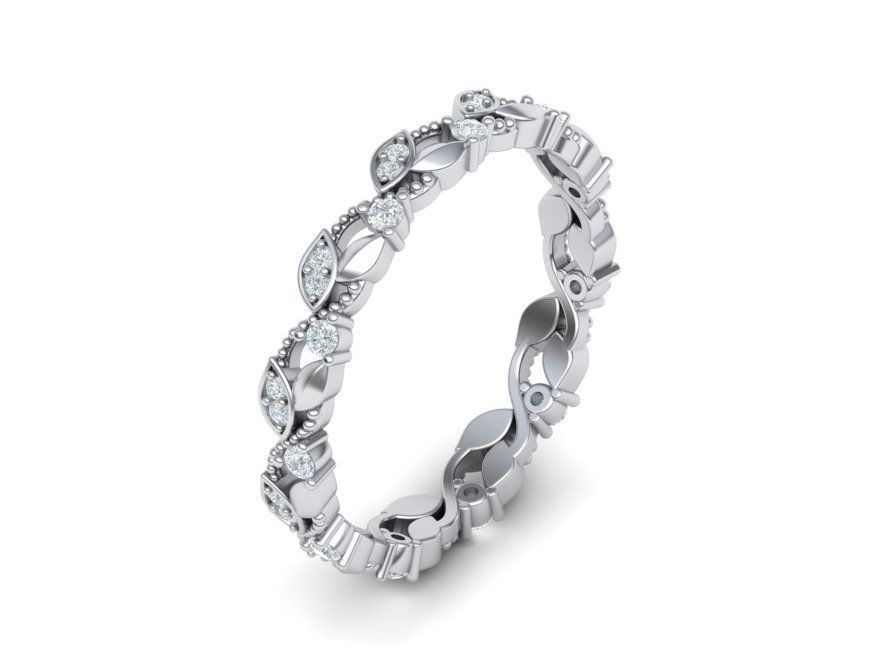 Weaving Leaves Diamonds Eternity Band 3D print model_10