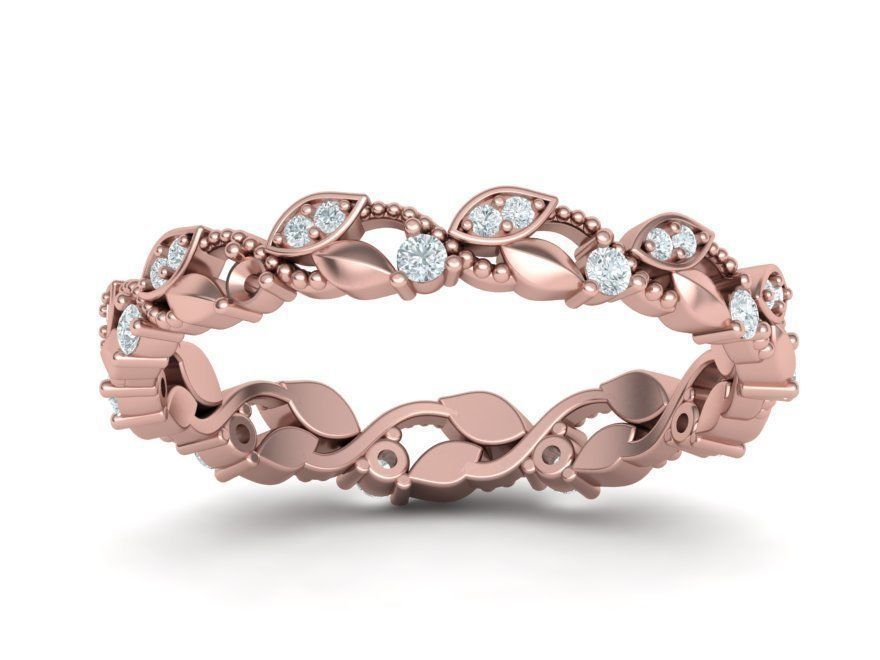 Weaving Leaves Diamonds Eternity Band 3D print model_2