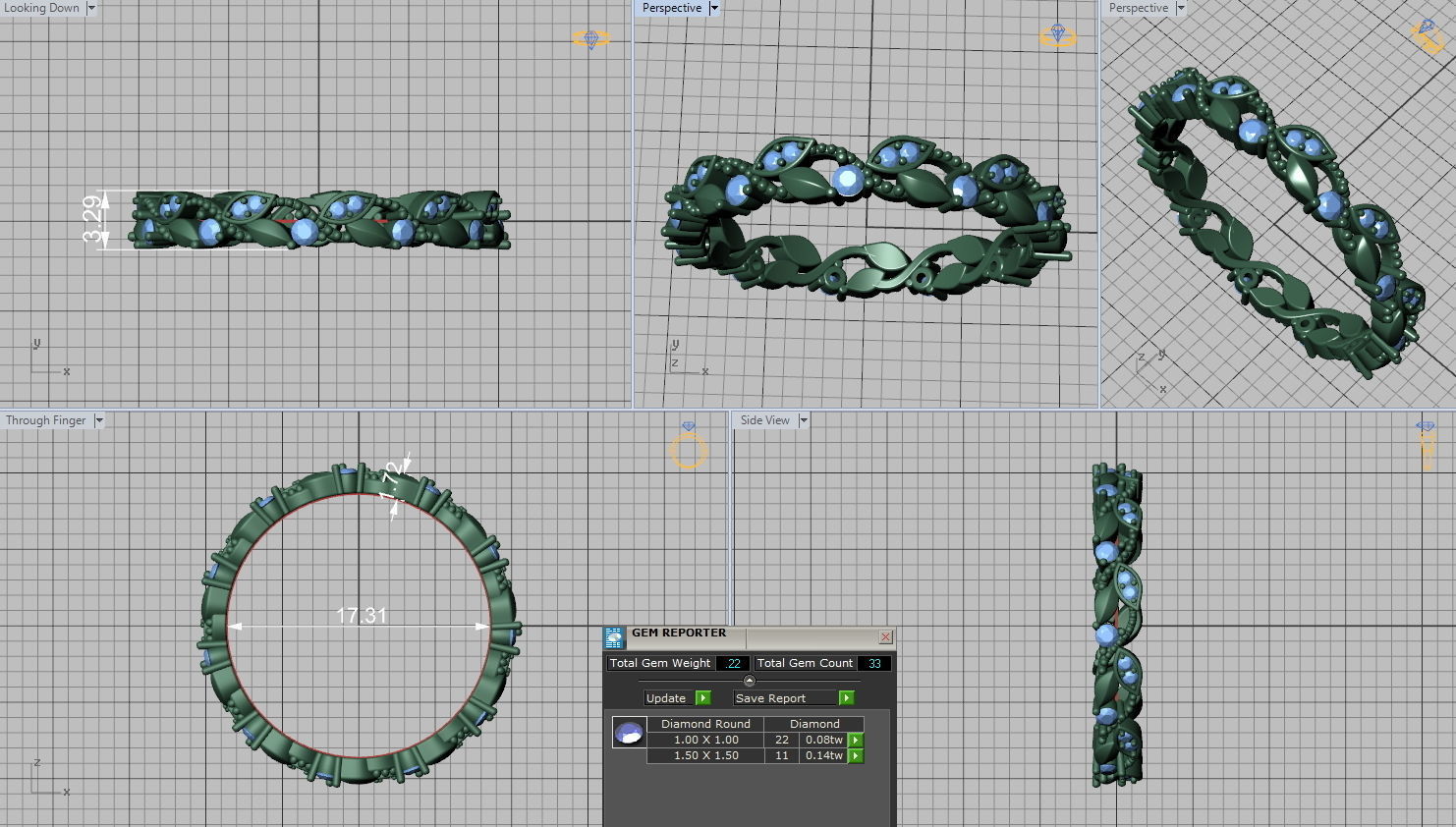 Weaving Leaves Diamonds Eternity Band 3D print model_4