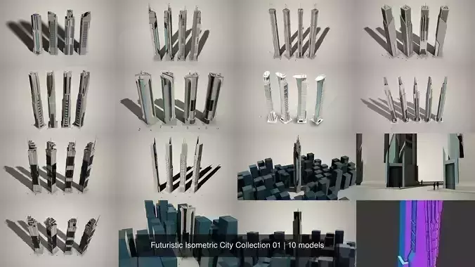 Futuristic Isometric City Collection 01