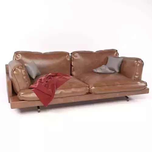 furniture leather sofa with blanket