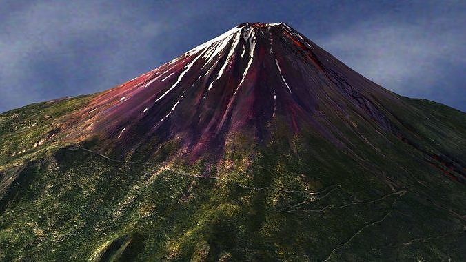 Mount Fuji - Low and High Poly Versions Low-poly 3D model