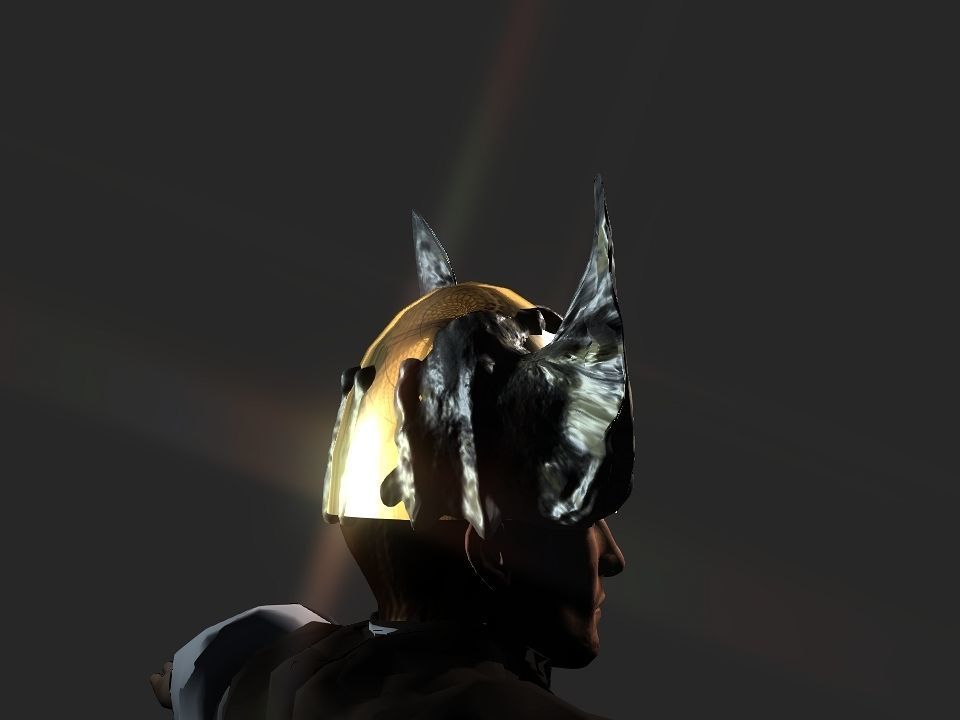 Winged bear viking helmet Low-poly 3D model_6