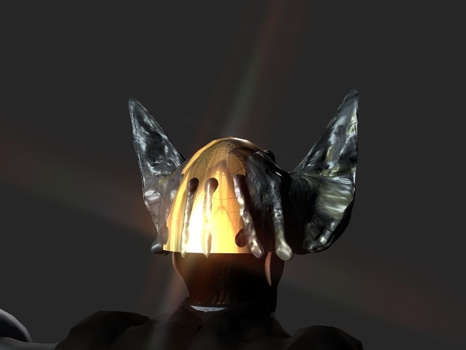 Winged bear viking helmet Low-poly 3D model_3