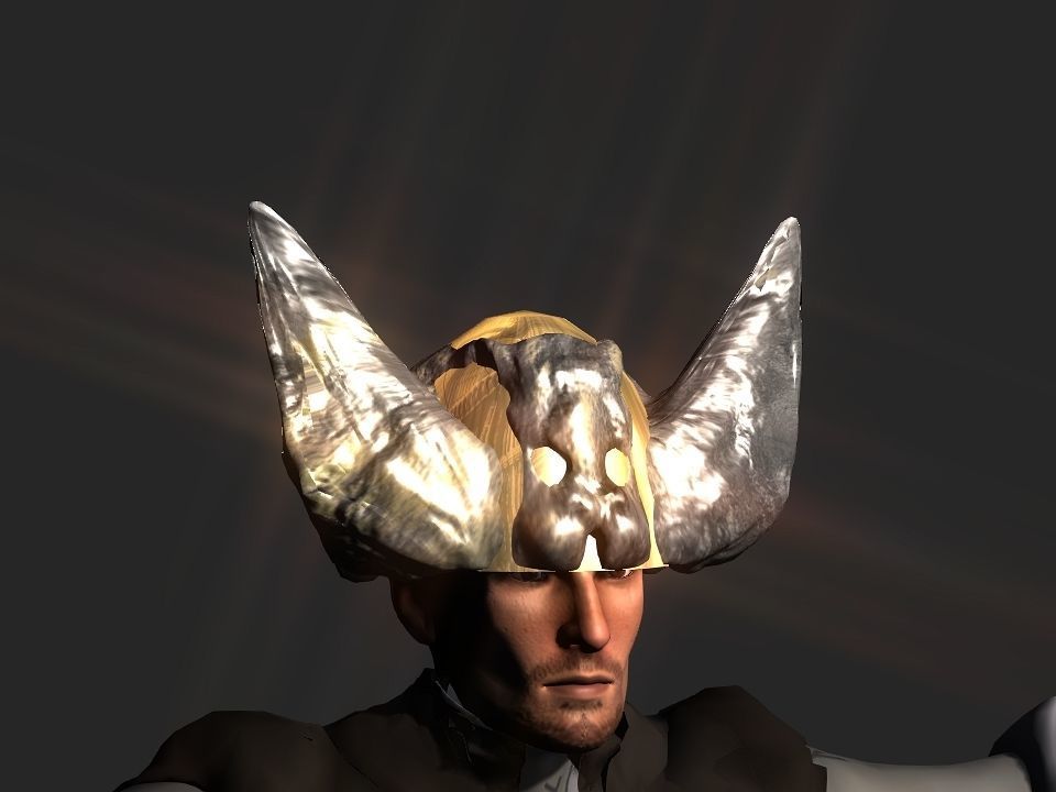 Winged bear viking helmet Low-poly 3D model_13