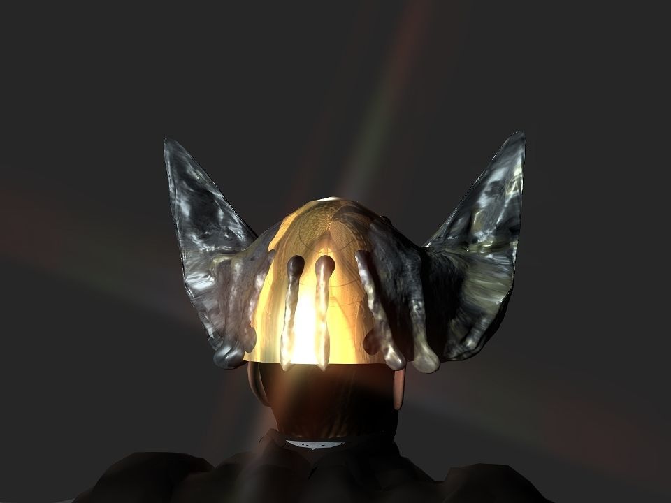 Winged bear viking helmet Low-poly 3D model_2