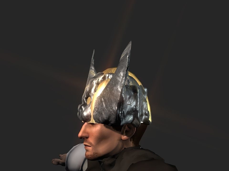 Winged bear viking helmet Low-poly 3D model_23