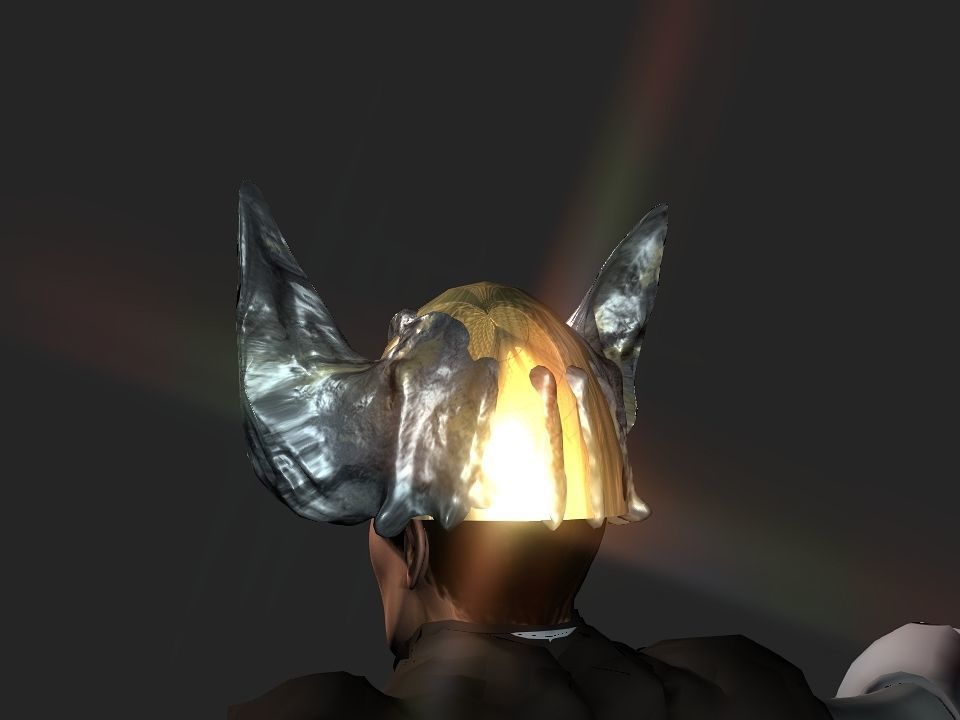 Winged bear viking helmet Low-poly 3D model_58