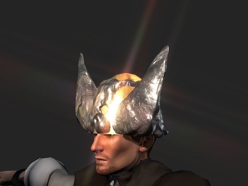 Winged bear viking helmet Low-poly 3D model_12