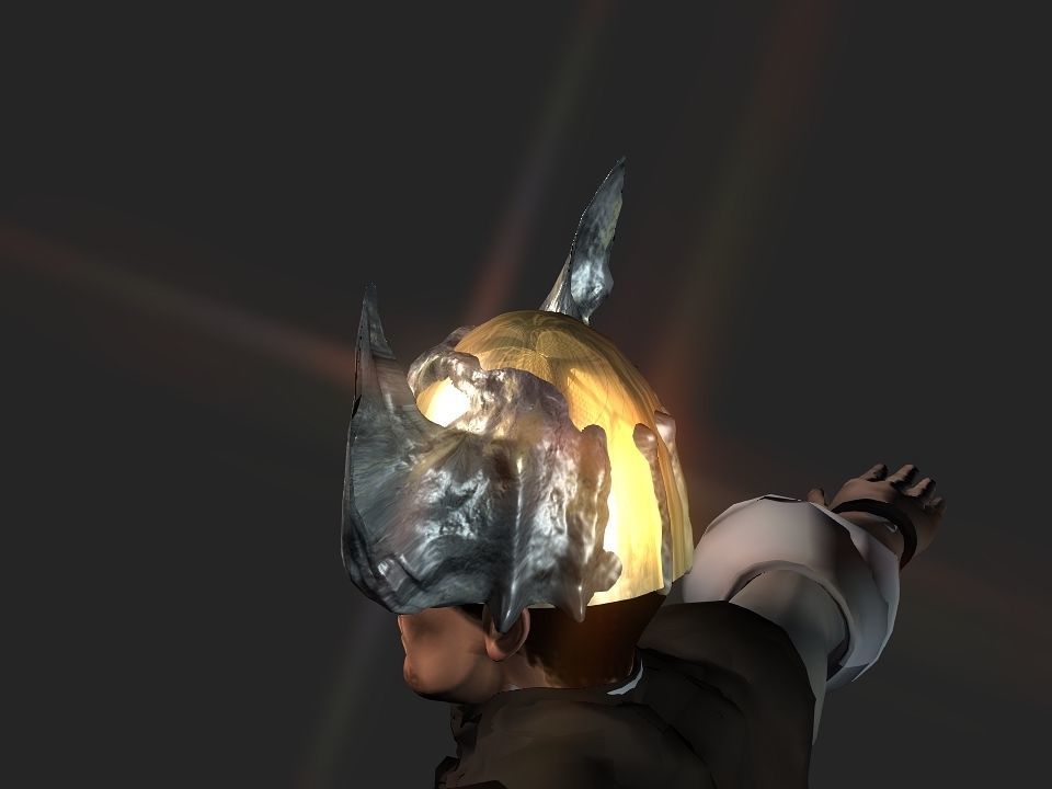 Winged bear viking helmet Low-poly 3D model_20
