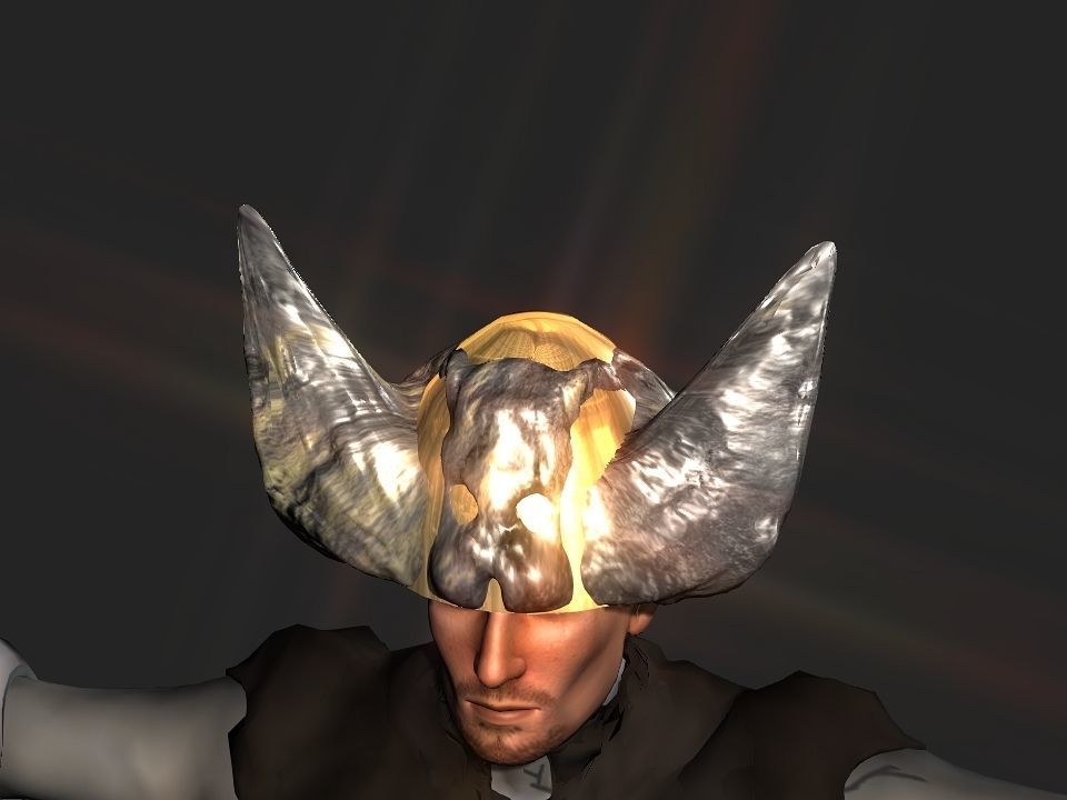 Winged bear viking helmet Low-poly 3D model_15