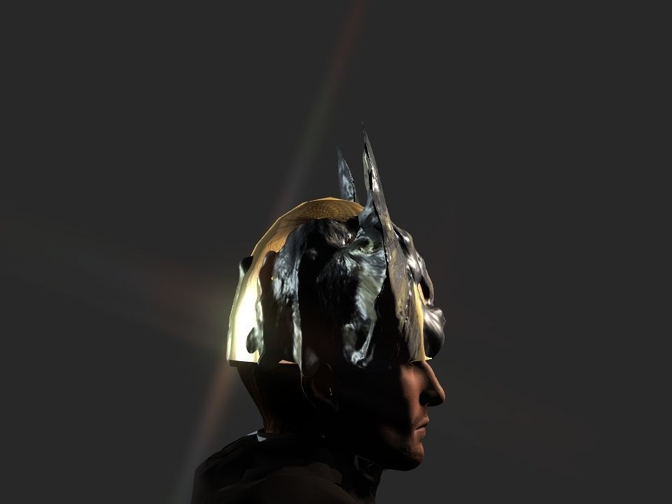 Winged bear viking helmet Low-poly 3D model_7