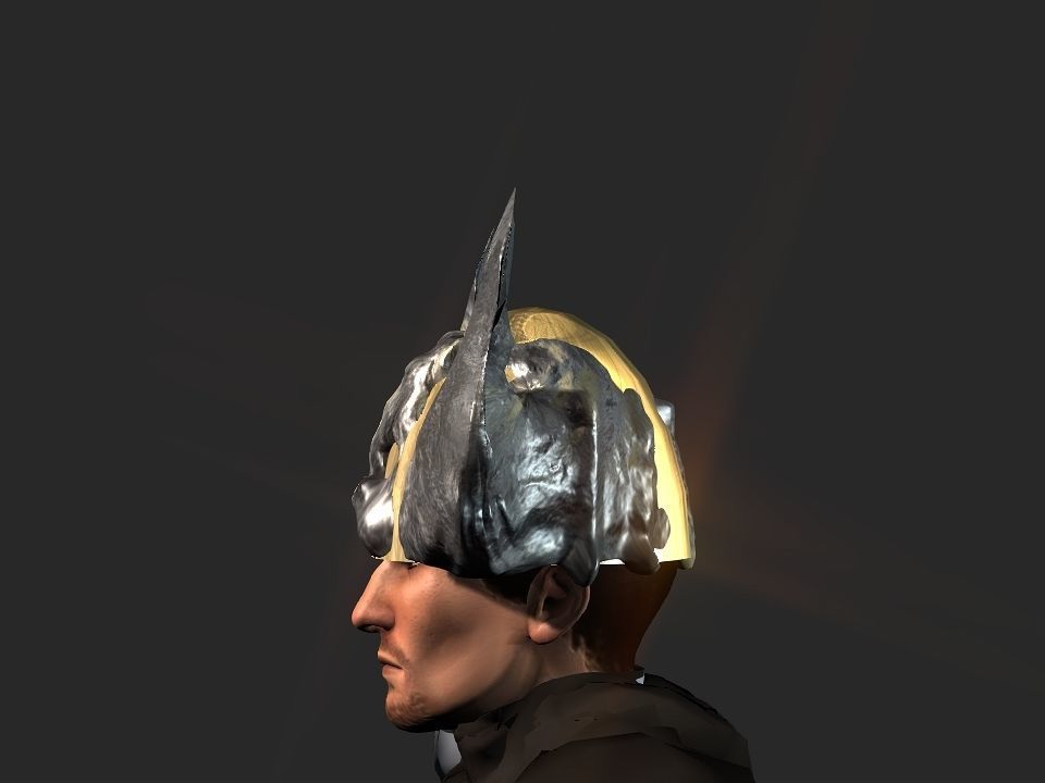 Winged bear viking helmet Low-poly 3D model_34