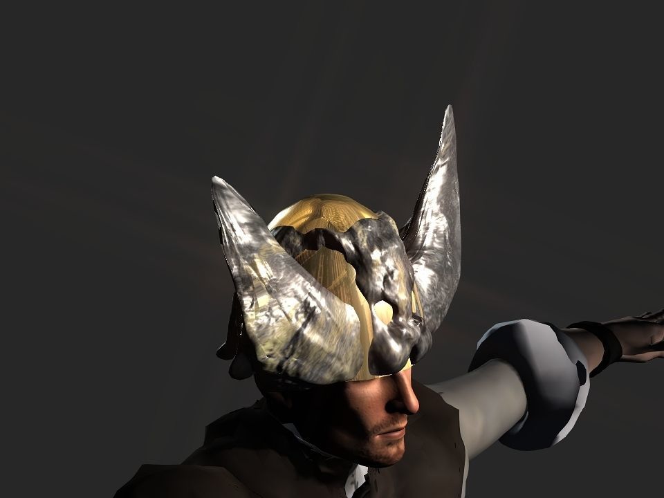 Winged bear viking helmet Low-poly 3D model_30