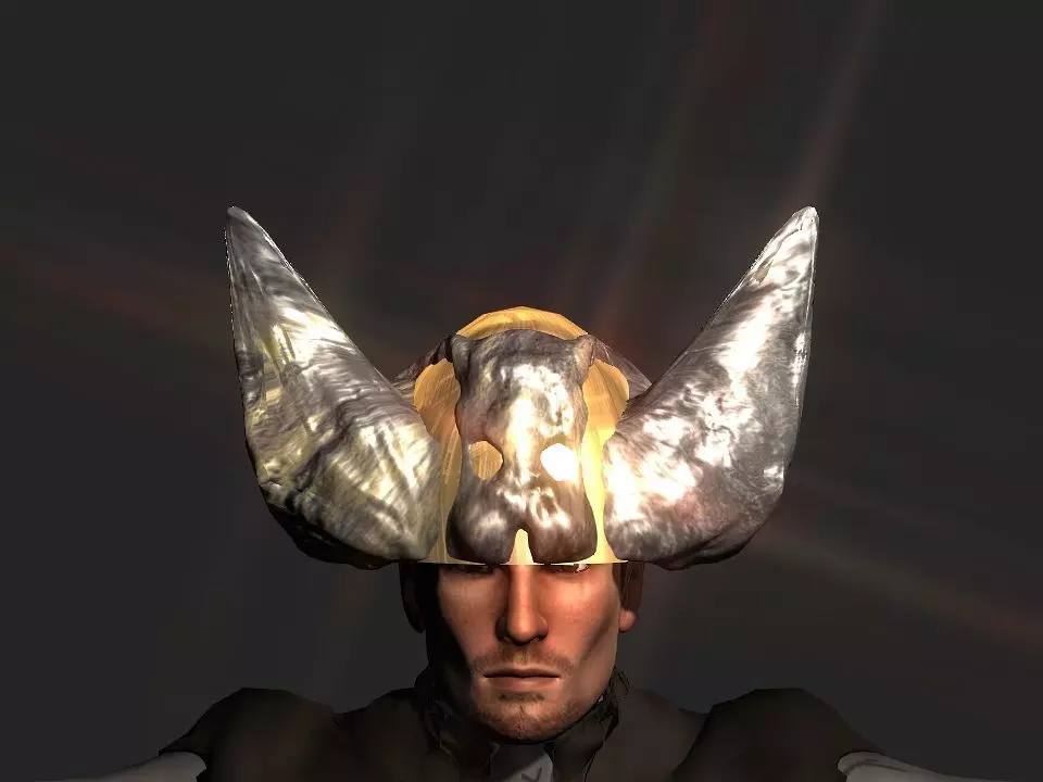 Winged bear viking helmet Low-poly 3D model_0