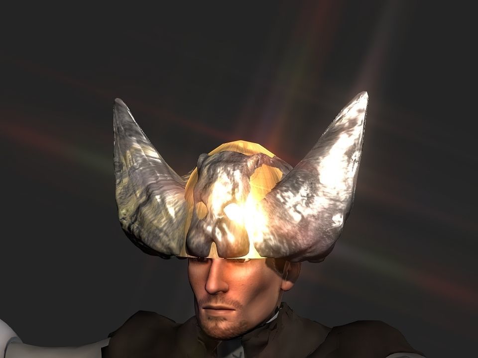 Winged bear viking helmet Low-poly 3D model_1