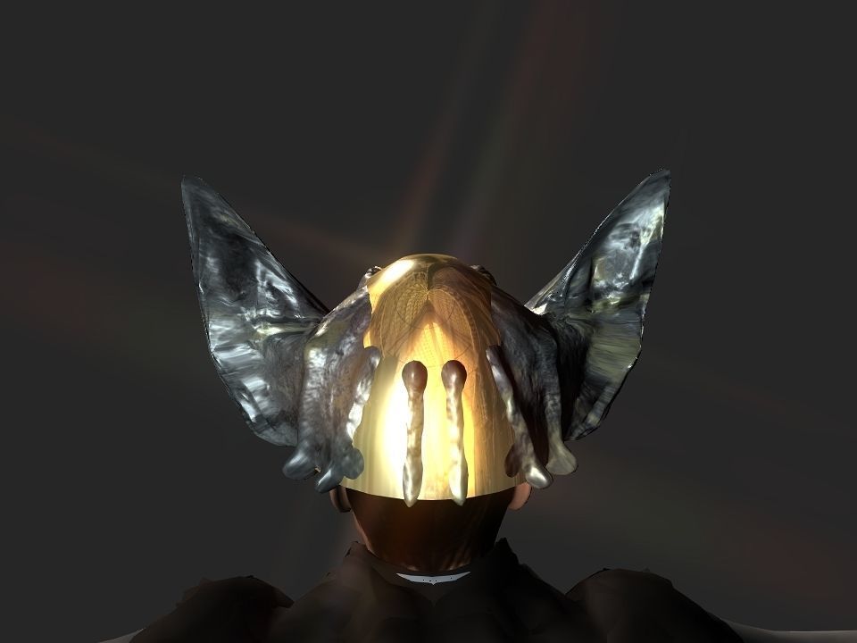 Winged bear viking helmet Low-poly 3D model_24