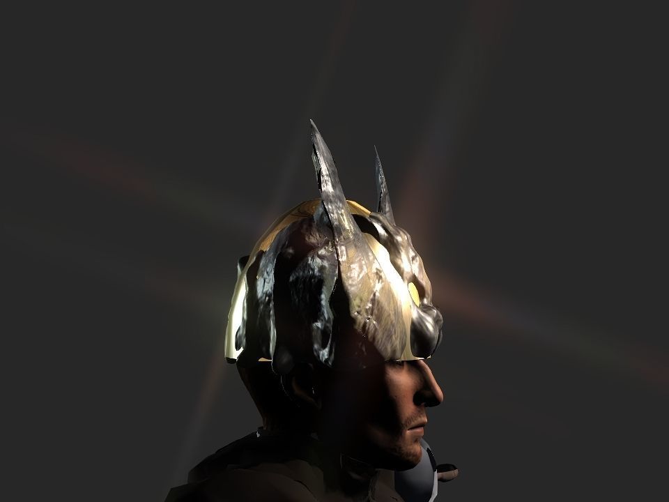 Winged bear viking helmet Low-poly 3D model_8
