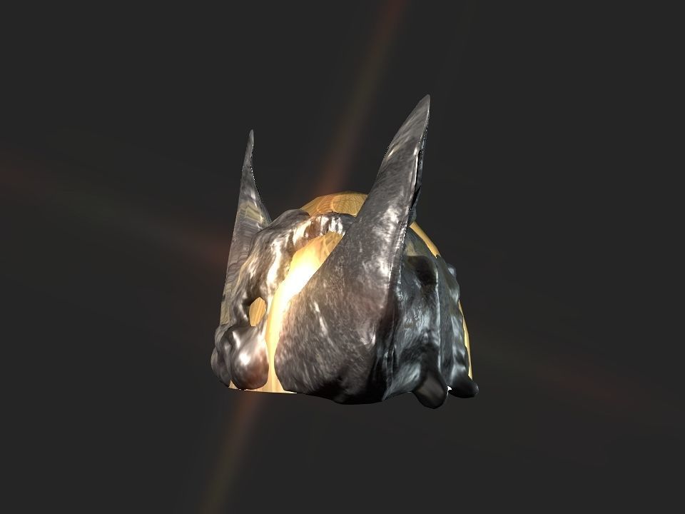 Winged bear viking helmet Low-poly 3D model_37