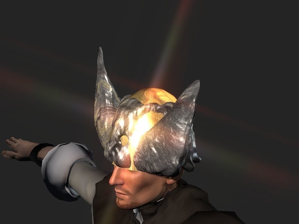 Winged bear viking helmet Low-poly 3D model_17