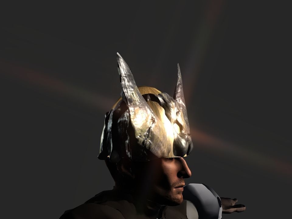 Winged bear viking helmet Low-poly 3D model_9
