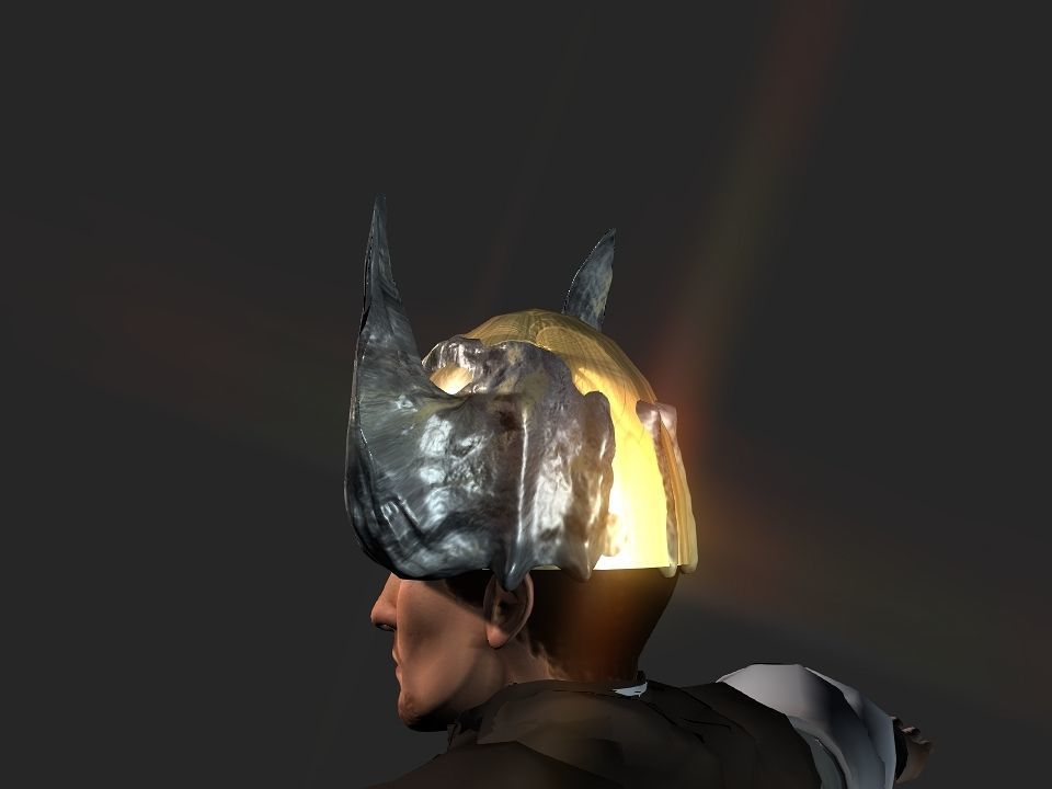 Winged bear viking helmet Low-poly 3D model_45