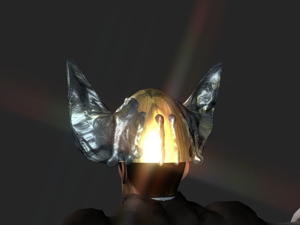 Winged bear viking helmet Low-poly 3D model_59