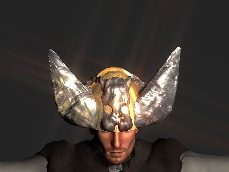 Winged bear viking helmet Low-poly 3D model_14