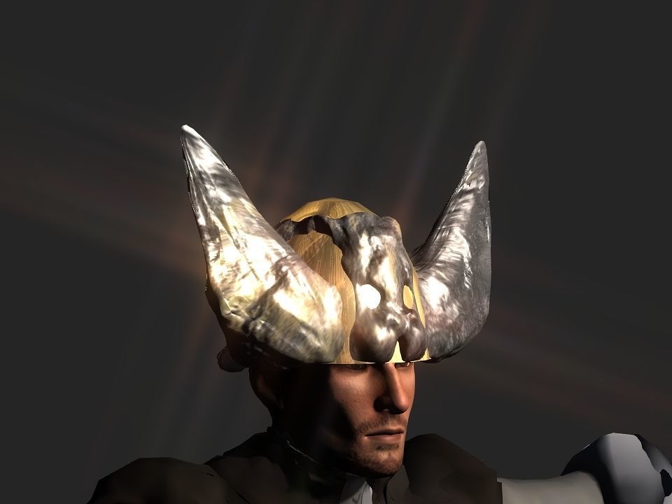 Winged bear viking helmet Low-poly 3D model_11